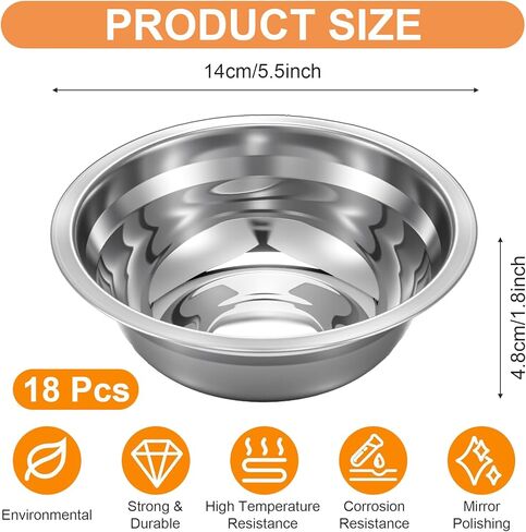 18 Pcs Stainless Steel Metal Dog Bowls Bulk Small Metal Dog Food Water Container Replacement Lightweight Bowl for Small Medium Large Dogs, Dishwasher Safe (5.5 Inch) in Saudi Arabia