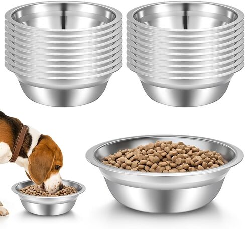 18 Pcs Stainless Steel Metal Dog Bowls Bulk Small Metal Dog Food Water Container Replacement Lightweight Bowl for Small Medium Large Dogs, Dishwasher Safe (5.5 Inch) in Saudi Arabia