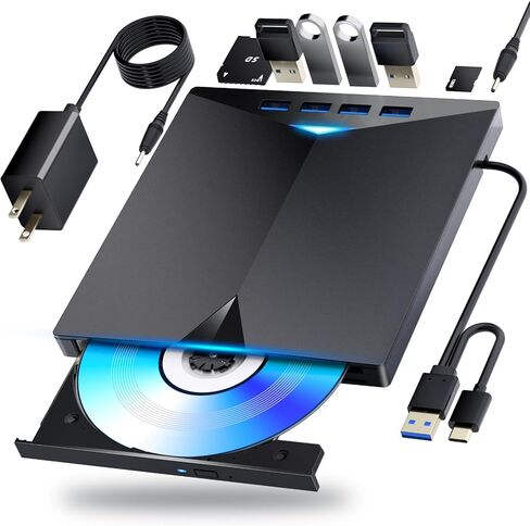 محرك أقراص مضغوطة خارجي محرك أقراص محمول USB3.0 محرك أقراص محمول يمكنه قراءة أقراص DVD/CD مناسب لمحرك أقراص CD/DVD خارجي ناسخ ناسخ أقراص DVD/CD ROM ونقل البيانات بسرعة عالية in Kuwait
