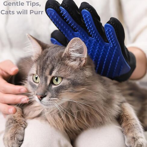 Pet Grooming Glove for Dogs, Cats & Horses – 2-in-1 Deshedding & Massage Mitt – Soft Silicone Tips – Left & Right Hand Set + Bonus Detail Tool in Kuwait