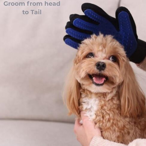 Pet Grooming Glove for Dogs, Cats & Horses – 2-in-1 Deshedding & Massage Mitt – Soft Silicone Tips – Left & Right Hand Set + Bonus Detail Tool in Kuwait