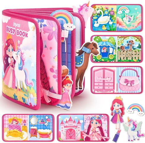 مجموعة حقيبة مكياج JoyCat Princess Busy Book My First Purse Baby Girl Unicorn، ألعاب للأطفال الصغار من 1 إلى 3 فتيات، 5 قطع من الألعاب القطيفة مع عطر وأحمر الشفاه ولوحة الألوان ومفتاح النجمة - هدايا للفتيات بعمر عام واحد in Saudi Arabia