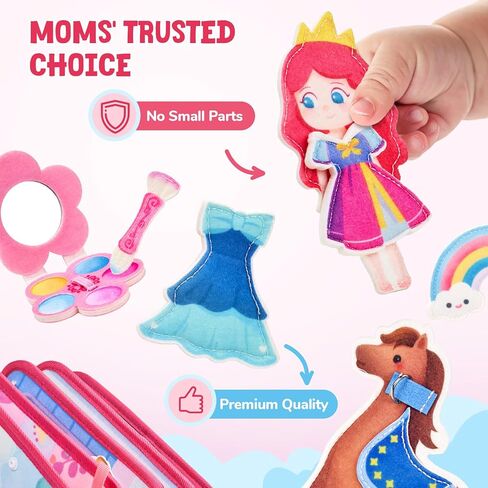 مجموعة حقيبة مكياج JoyCat Princess Busy Book My First Purse Baby Girl Unicorn، ألعاب للأطفال الصغار من 1 إلى 3 فتيات، 5 قطع من الألعاب القطيفة مع عطر وأحمر الشفاه ولوحة الألوان ومفتاح النجمة - هدايا للفتيات بعمر عام واحد in Saudi Arabia