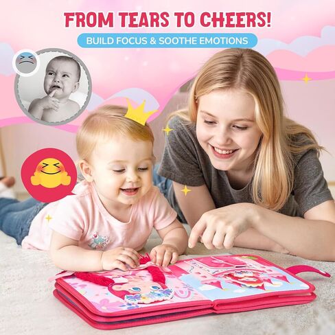 مجموعة حقيبة مكياج JoyCat Princess Busy Book My First Purse Baby Girl Unicorn، ألعاب للأطفال الصغار من 1 إلى 3 فتيات، 5 قطع من الألعاب القطيفة مع عطر وأحمر الشفاه ولوحة الألوان ومفتاح النجمة - هدايا للفتيات بعمر عام واحد in Saudi Arabia