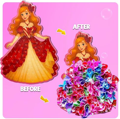 Iniceu Princess & Unicorn Press-in Fabric Art Kit, No-Glue Poke-in Craft Set, Mess-Free Dress-Up Arts and Crafts for Kids, Creative Gift for Girls & Boys Ages 4 5 6 7 8 9 in Saudi Arabia
