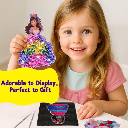 Iniceu Princess & Unicorn Press-in Fabric Art Kit, No-Glue Poke-in Craft Set, Mess-Free Dress-Up Arts and Crafts for Kids, Creative Gift for Girls & Boys Ages 4 5 6 7 8 9 in Saudi Arabia