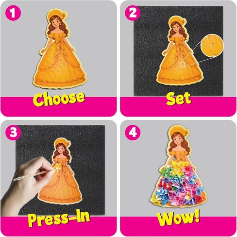 Iniceu Princess & Unicorn Press-in Fabric Art Kit, No-Glue Poke-in Craft Set, Mess-Free Dress-Up Arts and Crafts for Kids, Creative Gift for Girls & Boys Ages 4 5 6 7 8 9 in Saudi Arabia
