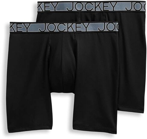 Jockey Men's Underwear Big Man Active Microfiber 9" Long Leg Boxer Brief - 2 Pack in Saudi Arabia