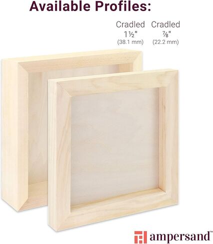 Ampersand Art Supply Unprimed Basswood Artist Panel, 7/8" Cradled Profile, 16"x20" in Kuwait