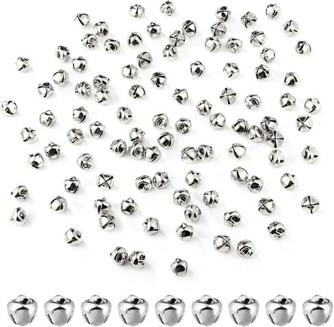 100pcs Jingle Bells for Crafting, 0.31in Bells DIY Small Bells for Crafts Decorative Metal Bells for Holiday Festival Home Party Gift Boxes Decorations (Silver) in Saudi Arabia