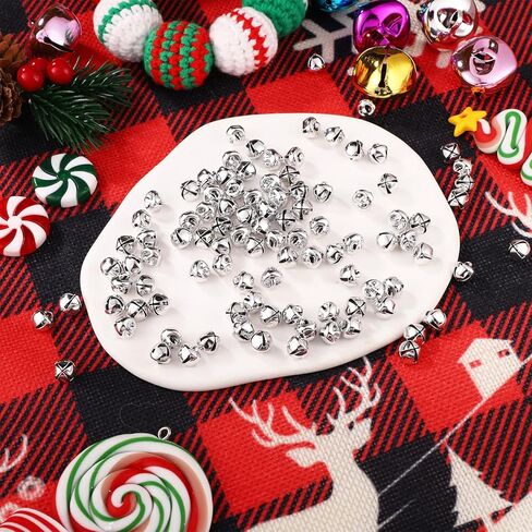 100pcs Jingle Bells for Crafting, 0.31in Bells DIY Small Bells for Crafts Decorative Metal Bells for Holiday Festival Home Party Gift Boxes Decorations (Silver) in Saudi Arabia