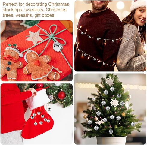 100pcs Jingle Bells for Crafting, 0.31in Bells DIY Small Bells for Crafts Decorative Metal Bells for Holiday Festival Home Party Gift Boxes Decorations (Silver) in Saudi Arabia
