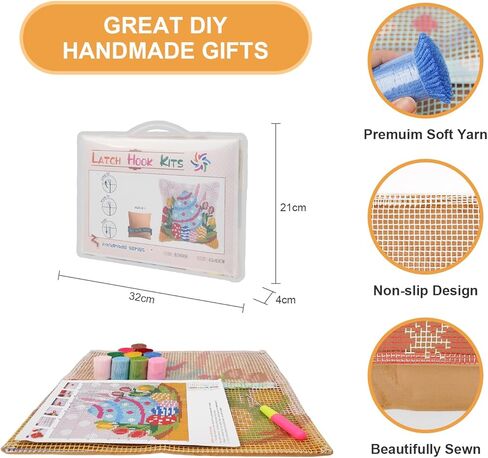 QIONG MENG مزلاج هوك أطقم للبالغين، DIY بيض عيد الفصح الأرنب نمط وسادة غطاء عدة التطريز غطاء وسادة اليد الحرفية الكروشيه لديكورات المنزل أريكة 17 × 17 بوصة in Kuwait