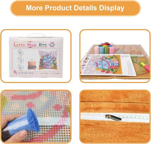 QIONG MENG مزلاج هوك أطقم للبالغين، DIY بيض عيد الفصح الأرنب نمط وسادة غطاء عدة التطريز غطاء وسادة اليد الحرفية الكروشيه لديكورات المنزل أريكة 17 × 17 بوصة in Kuwait