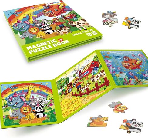 لغز الأميرة حورية البحر المغناطيسي يونيكورن للفتيات الذين تتراوح أعمارهم بين 3-6، لغز السفر 20 قطعة للأطفال الصغار، لعبة نشاط رحلة الطريق بالطائرة، هدايا عيد الحب للفتيات 3 4 5 6 سنوات من العمر in Kuwait