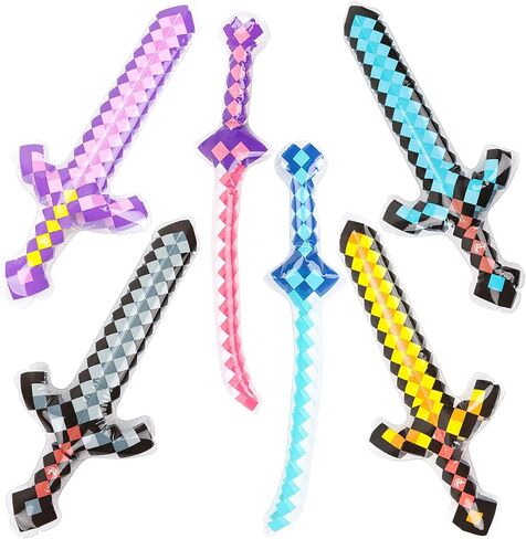 KIMOBER 6 Pack Inflatable Pixel Weapons Set,6 Styles Inflatable Sword PVC Reusable Pool Party Props for Cosplay Theme Events in Kuwait