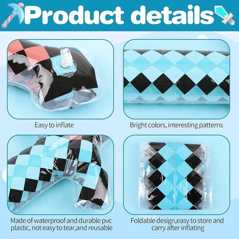 KIMOBER 6 Pack Inflatable Pixel Weapons Set,6 Styles Inflatable Sword PVC Reusable Pool Party Props for Cosplay Theme Events in Kuwait