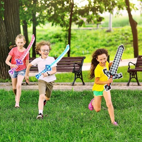 KIMOBER 6 Pack Inflatable Pixel Weapons Set,6 Styles Inflatable Sword PVC Reusable Pool Party Props for Cosplay Theme Events in Kuwait