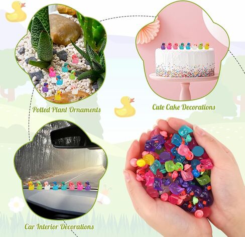 80 Pack Luminous Mini Resin Ducks, Mini Ducks Tiny Duck Miniature Duck Figures Wearing Hat, Glow in The Dark DIY Crafts Cake Decor for Micro Landscape Dollhouse Garden (8 Colors) in Saudi Arabia
