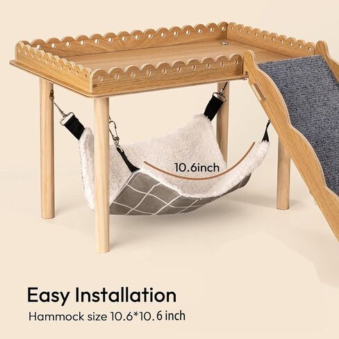 3-in-1 Guinea Pig Hideout, Large Wooden Guinea Pig House with Stairs, Hammock, Mat, and Chew Toys, Suitable for Small Rabbits, Guinea Pigs, Hamsters, and Other Rodents (Style 1) in Saudi Arabia