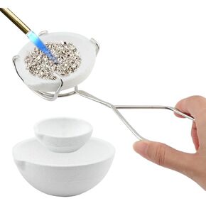 4pcs Ceramic Quartz Crucible Dish Cup Set, 100g 250g 500g Melting Gold Silver Copper with Whip Tongs Handle for Metal Jewelry Casting Refining Pot Bowl Tool(Size:4) in Kuwait