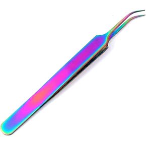 5 Pieces Stainless Steel Multi Rainbow Color 3D Eyelash Extension Tweezers Pro Angled Fine Point 4.5" Jewelry-Making, Laboratory Work by G.S Online Store in Kuwait