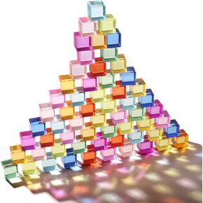 Acrylic Rainbow Blocks Set - 7 Colors Graduated Arch Blocks, Gem Rainbow Stacker Toy for 1 2 3 4 5 Years Old Boys Girls Gift, Creative Building & Sensory Decorative Birthday Toy in Kuwait
