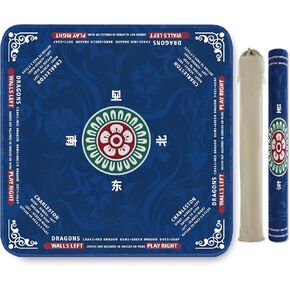 Crease-Free Mahjong Mat for Table, American Mahjong Mat with Charleston Rules, 31.5 x 31.5 inch Non-Slip Rubber Backing Noise-Reducing Mah Jongg Learning Mat with Carrying Bag (Blue) in Saudi Arabia