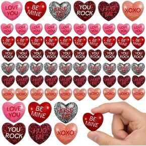 60 Pcs Glitter Conversation Heart Charms Flatback, 1-Inch Resin Hearts with Dazzling Sparkle Finish for Valentines Day DIY Crafts, Jewelry Making and Bling Embellishments in Saudi Arabia