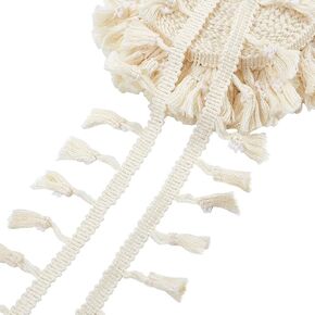 PH PandaHall 11 Yards Cotton Tassel Fringe Trim Beige Lace Fringe Trim, 1-3/4 inch Boho Tassel Ribbon Sewing Fabric Lace for Curtain Dress Clothes Home Decor DIY Crafts in Kuwait