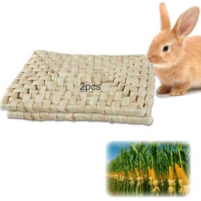 2pcs Pet Toy Mat & Bed-Natural Corn Pet Grass mat for Rabbit Cage,Cat,Hamster, Chinchilla,Guinea Pig,Mouse,Bird,Parrot and Other Small Animal Accessories Supplies.Pet Indoor Floor Mat Essentials. in Saudi Arabia