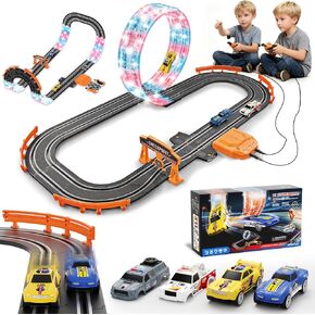 9.86ft 2-in-1 Slot Car Track Sets Toy - with 4 Cars,Battery or Electric Car Track Set with Dual Racing Game, Flash Circular Track, Lap Counter,Birthday Xmas Gifts Toys for Boys(S2) in Kuwait