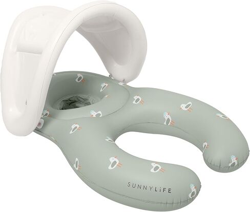 مقعد الأطفال SUNNYLiFE العائم معًا، Sammy The Seagull Green، PVC، مقاس 43.31 × 29.13 × 25.59 بوصة، لمقدمي الرعاية وعوامة الطفل مع مظلة قابلة للإزالة، للأطفال من 11 إلى 15 كجم in Kuwait