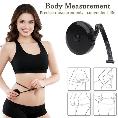 6 Pack Tape Measure Set, Soft Measuring Tape for Body Sewing Tailor Craft, Flexible Vinyl Fabric Ruler & Retractable Black Measuring Tape for Weight Loss, Crafting, Knitting & Home Measurements in Saudi Arabia