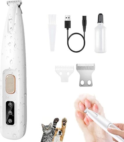 1PC Dog Paw Trimmer with LED Light,35dB Low Noise Precision Pet Paw Trimmer for Dogs Cats Grooming Clippers,Safety Electric Paw Hair Trimmer for Paws,Ears,Rump,Face,Eyes,Dog in Kuwait