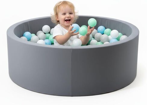 Foam Ball Pit - 36.5" x 13.2" Ball Pit for Toddlers,Round Soft Playpen with 100% Cotton Cover & High-Resilience Memory Foam,Machine Washable,Indoor Outdoor (Brown,Not Includes Balls) in Saudi Arabia