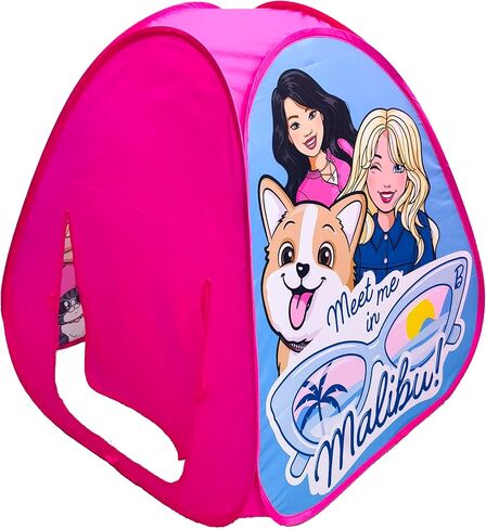 خيمة لعب Barbie™ Malibu Pop Up للأطفال - بيت لعب داخلي مثلث مع نظرة خاطفة من خلال النافذة - إعداد سهل، يمكن طيه بشكل مسطح للتخزين - تصميم آمن للأطفال الصغار والأطفال من سن 3 سنوات فما فوق in Saudi Arabia
