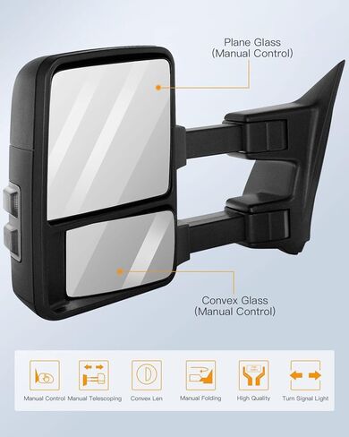 Driver and Passenger Side View Mirrors Fit for 2002-2008 Ford E150, E250, E350, E450, E550 Vans - Manual Operated, Manual Fold, Non-heated Puddle Light Exterior Mirrors - FO1320253 in Kuwait