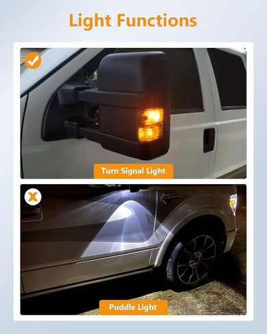 Driver and Passenger Side View Mirrors Fit for 2002-2008 Ford E150, E250, E350, E450, E550 Vans - Manual Operated, Manual Fold, Non-heated Puddle Light Exterior Mirrors - FO1320253 in Kuwait
