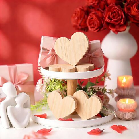 مجموعة طلاء DIY لعيد الحب، 12 قطعة من القلوب الخشبية غير المكتملة مع 12 لونًا وفرشاة، اصنع علامات القلب الخشبية الفريدة الخاصة بك، هدية شخصية للأزواج، له، لها، ديكور للرف in Kuwait