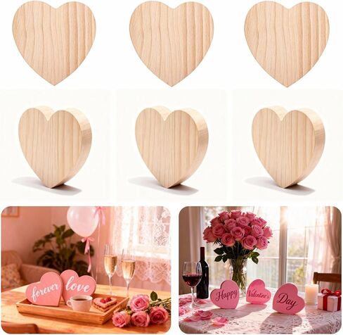 12 Pack Unfinished Pine Wood Hearts 4x4 Inch - DIY Craft Supplies for Valentine’s Day, Romantic Couple Gifts & Wedding Decor Blanks (Ideal for Painting & Wood Burning) in Saudi Arabia