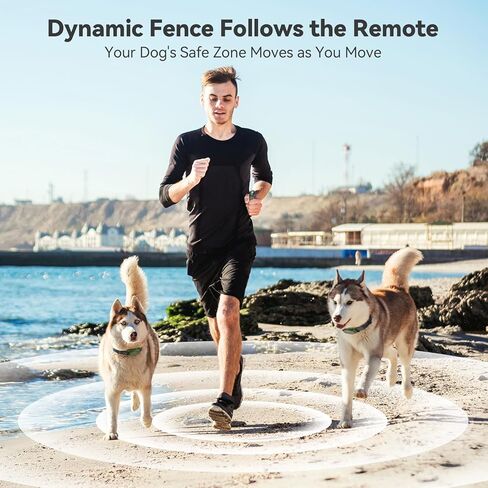 Wireless Dog Fence - Portable Electric Fence, Dog Shock Collar, Perimeter Containment System with Adjustable Radius up to 656 ft in Open Areas, Waterproof Rechargeable (Olive Green - for 2 Dogs) in Saudi Arabia