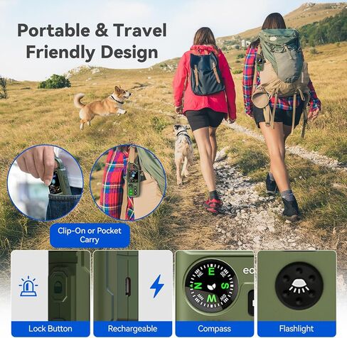 Wireless Dog Fence - Portable Electric Fence, Dog Shock Collar, Perimeter Containment System with Adjustable Radius up to 656 ft in Open Areas, Waterproof Rechargeable (Olive Green - for 2 Dogs) in Saudi Arabia