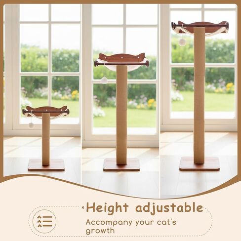 Sintuff Cat Window Perch with Scratching Post Climbing Tree Hammock Mounted with Suction Cups 46 Inch Tall Adjustable Narrow Cat Tree Climbing Pole for Playing Sleeping Watching Birds(Square) in Saudi Arabia