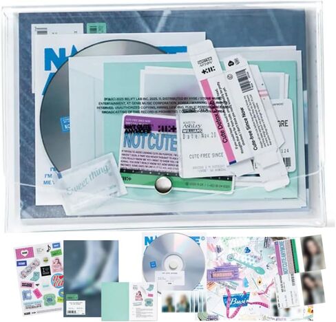 ILLIT NOT CUTE ANYMORE الألبوم المنفرد الأول [NOT CUTE Ver.] Photobook + CD + 2 Photocard + مجموعة صور الهوية + ملصق علبة السكر in Kuwait