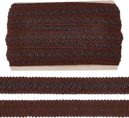 WEBEEDY 15 ياردة Gimp Braid Trim، شريط ضفائر مسطح للقهوة، شريط من الدانتيل لتزيين الخياطة، إكسسوارات الحرف اليدوية، صنع المجوهرات، ستارة تغليف الهدايا، ديكور المنزل، عرض 1.8 سم in Kuwait