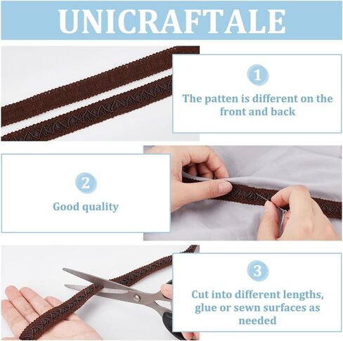 WEBEEDY 15 ياردة Gimp Braid Trim، شريط ضفائر مسطح للقهوة، شريط من الدانتيل لتزيين الخياطة، إكسسوارات الحرف اليدوية، صنع المجوهرات، ستارة تغليف الهدايا، ديكور المنزل، عرض 1.8 سم in Kuwait