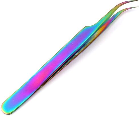 5 Pieces Stainless Steel Multi Rainbow Color 3D Eyelash Extension Tweezers Strong Curved Jewelry-Making, Laboratory Work by G.S Online Store in Saudi Arabia