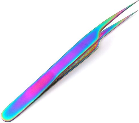 5 Pieces Stainless Steel Multi Rainbow Color 3D Eyelash Extension Tweezers Pro Straight Fine Point 4.5" Jewelry-Making, Laboratory Work by G.S Online Store in Saudi Arabia