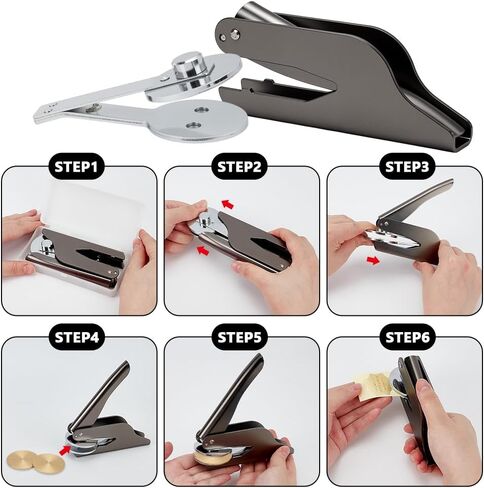 PH PandaHall Hand Embosser Seal Stamp Book Embosser Set Blank Steel Library Embossing Seal Stamps Hand-Held Embossing Stamp with 2pcs Blank Steel Disc for Library Books Envelopes Napkins Gift Decor in Saudi Arabia